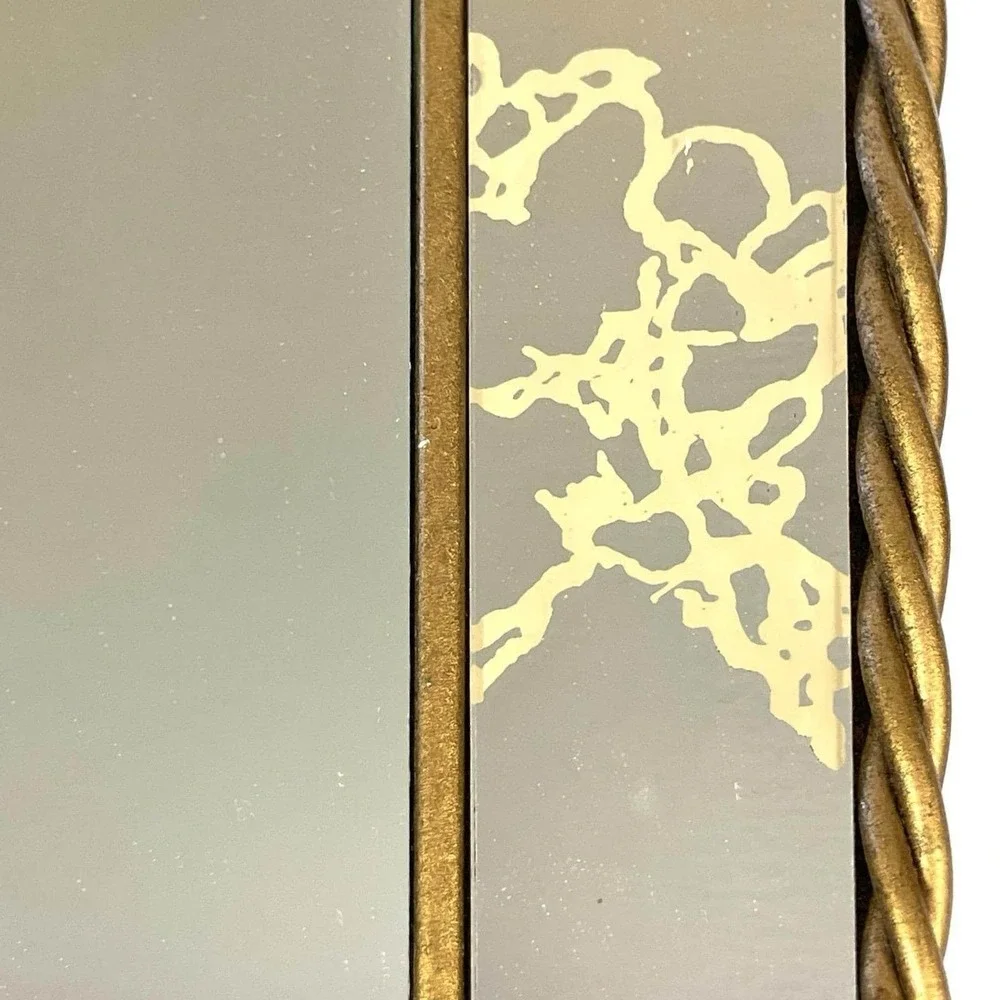 Vintage Gold Vein Mirror Vanity Tray Twisted‎ Rope Heart Frame Wall Decor